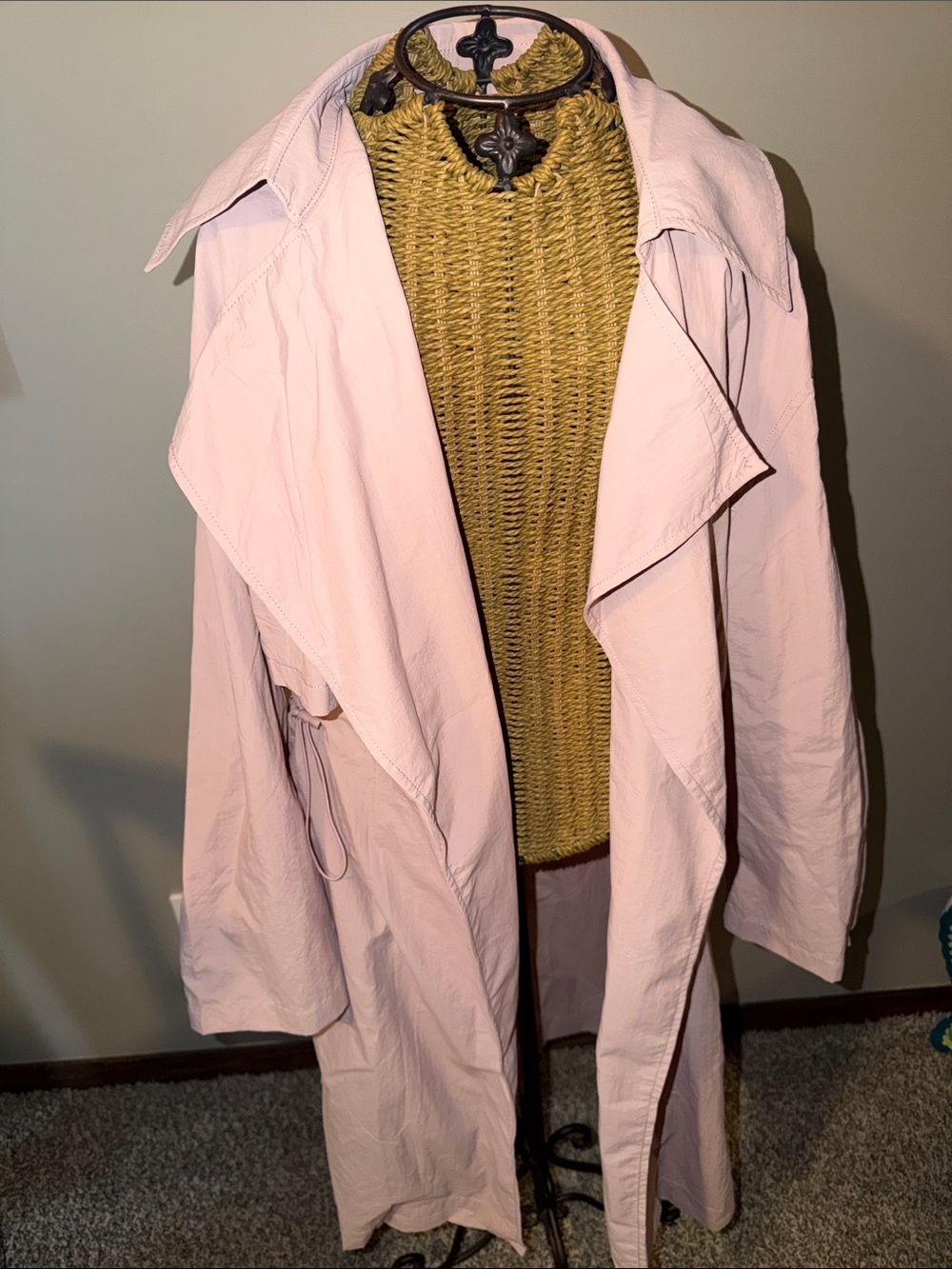 Love Tree Light Pink Draped Trench Coat